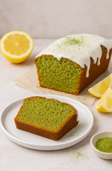 Matcha Kuchen mit Zitrone